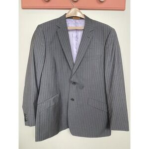 Simon Carter Carnaby Blazer Mens 44R Gray Pinstripe Mohair Paisley Lined Jacket